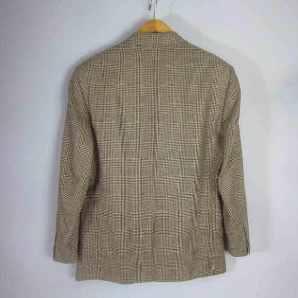 Brooks Brothers Madison 45R Beige Houndstooth 100% Silk LS Sport Coat Blazer - Picture 3 of 16